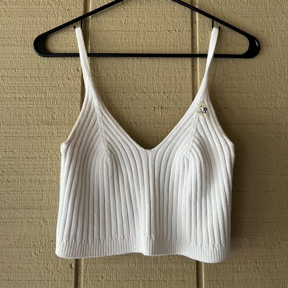 White crochet tank top free people size m